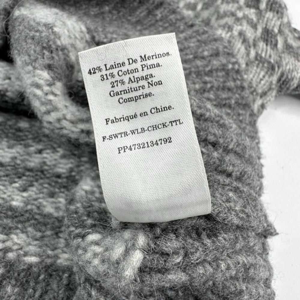 Everlane‎ Grey Checkered Mock Neck Merino Wool Alpaca Blend Sweater Womens XS - Picture 9 of 14
